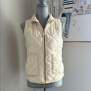 J. Crew Cream Quilted Vest with Diamond Pattern